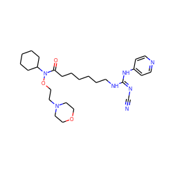 N#C/N=C(\NCCCCCCC(=O)N(OCCN1CCOCC1)C1CCCCC1)Nc1ccncc1 ZINC000103247757