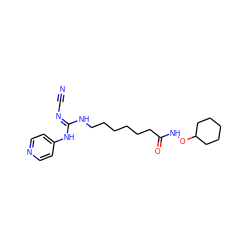 N#C/N=C(\NCCCCCCC(=O)NOC1CCCCC1)Nc1ccncc1 ZINC000103247755