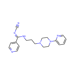 N#C/N=C(\NCCCN1CCN(c2ccccn2)CC1)c1ccncc1 ZINC000049112112