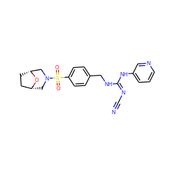 N#C/N=C(\NCc1ccc(S(=O)(=O)N2C[C@@H]3CC[C@H](C2)O3)cc1)Nc1cccnc1 ZINC000103230461