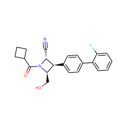 N#C[C@@H]1[C@@H](c2ccc(-c3ccccc3F)cc2)[C@@H](CO)N1C(=O)C1CCC1 ZINC000095602047