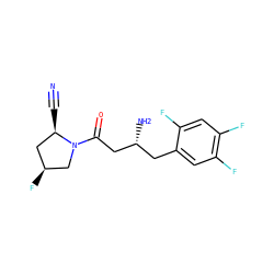 N#C[C@@H]1C[C@H](F)CN1C(=O)C[C@H](N)Cc1cc(F)c(F)cc1F ZINC000299831776