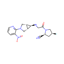 N#C[C@@H]1C[C@H](F)CN1C(=O)CN[C@H]1[C@@H]2CN(c3ncccc3[N+](=O)[O-])C[C@@H]21 ZINC000100079479