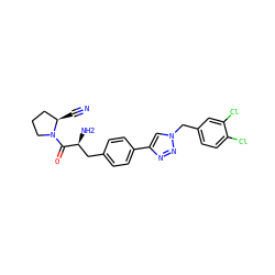 N#C[C@@H]1CCCN1C(=O)[C@@H](N)Cc1ccc(-c2cn(Cc3ccc(Cl)c(Cl)c3)nn2)cc1 ZINC000096283305