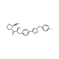 N#C[C@@H]1CCCN1C(=O)[C@@H](N)Cc1ccc(-c2cn(Cc3ccc(Cl)cc3)nn2)cc1 ZINC000096283310