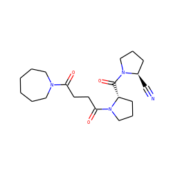 N#C[C@@H]1CCCN1C(=O)[C@@H]1CCCN1C(=O)CCC(=O)N1CCCCCC1 ZINC000013648159