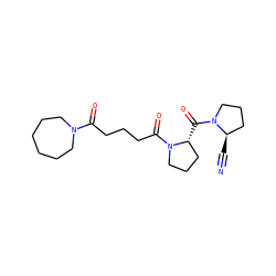 N#C[C@@H]1CCCN1C(=O)[C@@H]1CCCN1C(=O)CCCC(=O)N1CCCCCC1 ZINC000013648165