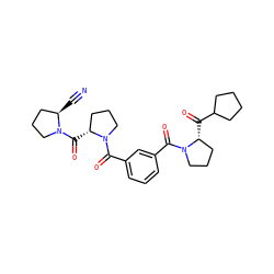 N#C[C@@H]1CCCN1C(=O)[C@@H]1CCCN1C(=O)c1cccc(C(=O)N2CCC[C@H]2C(=O)C2CCCC2)c1 ZINC000013528091