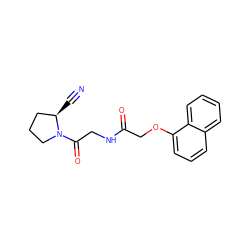 N#C[C@@H]1CCCN1C(=O)CNC(=O)COc1cccc2ccccc12 ZINC000096270294