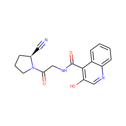 N#C[C@@H]1CCCN1C(=O)CNC(=O)c1c(O)cnc2ccccc12 ZINC000096270281