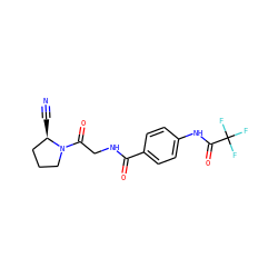 N#C[C@@H]1CCCN1C(=O)CNC(=O)c1ccc(NC(=O)C(F)(F)F)cc1 ZINC000169310706