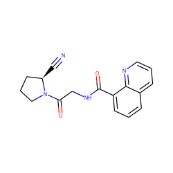 N#C[C@@H]1CCCN1C(=O)CNC(=O)c1cccc2cccnc12 ZINC000096270299