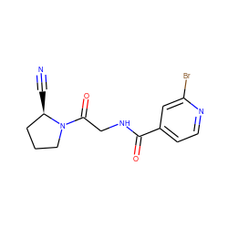 N#C[C@@H]1CCCN1C(=O)CNC(=O)c1ccnc(Br)c1 ZINC000169310688