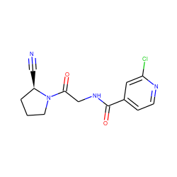 N#C[C@@H]1CCCN1C(=O)CNC(=O)c1ccnc(Cl)c1 ZINC000169310687