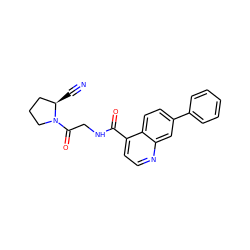 N#C[C@@H]1CCCN1C(=O)CNC(=O)c1ccnc2cc(-c3ccccc3)ccc12 ZINC000169312164