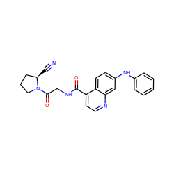 N#C[C@@H]1CCCN1C(=O)CNC(=O)c1ccnc2cc(Nc3ccccc3)ccc12 ZINC000169312165