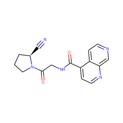 N#C[C@@H]1CCCN1C(=O)CNC(=O)c1ccnc2cnccc12 ZINC000169312160