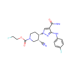 N#C[C@@H]1CN(C(=O)OCCF)CC[C@@H]1n1cc(C(N)=O)c(Nc2ccc(F)cc2)n1 ZINC000205020275