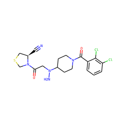 N#C[C@@H]1CSCN1C(=O)CN(N)C1CCN(C(=O)c2cccc(Cl)c2Cl)CC1 ZINC000038415557