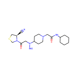 N#C[C@@H]1CSCN1C(=O)CN(N)C1CCN(CC(=O)NC2CCCCC2)CC1 ZINC000049033411