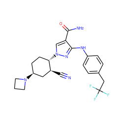 N#C[C@H]1C[C@@H](N2CCC2)CC[C@@H]1n1cc(C(N)=O)c(Nc2ccc(CC(F)(F)F)cc2)n1 ZINC000221140029