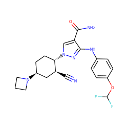 N#C[C@H]1C[C@@H](N2CCC2)CC[C@@H]1n1cc(C(N)=O)c(Nc2ccc(OC(F)F)cc2)n1 ZINC000205000673