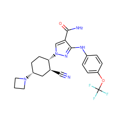 N#C[C@H]1C[C@H](N2CCC2)CC[C@@H]1n1cc(C(N)=O)c(Nc2ccc(OC(F)(F)F)cc2)n1 ZINC000221832006