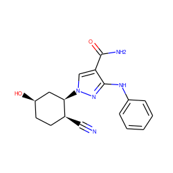 N#C[C@H]1CC[C@@H](O)C[C@H]1n1cc(C(N)=O)c(Nc2ccccc2)n1 ZINC000221167744