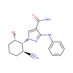 N#C[C@H]1CCC[C@H](O)[C@@H]1n1cc(C(N)=O)c(Nc2ccccc2)n1 ZINC000221184177