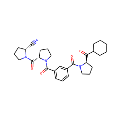 N#C[C@H]1CCCN1C(=O)[C@@H]1CCCN1C(=O)c1cccc(C(=O)N2CCC[C@@H]2C(=O)C2CCCCC2)c1 ZINC000027518848