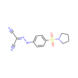 N#CC(C#N)=NNc1ccc(S(=O)(=O)N2CCCC2)cc1 ZINC000000358141