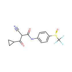 N#CC(C(=O)Nc1ccc([S@@+]([O-])C(F)(F)F)cc1)C(=O)C1CC1 ZINC000100785122