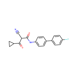 N#CC(C(=O)Nc1ccc(-c2ccc(F)cc2)cc1)C(=O)C1CC1 ZINC000100785049