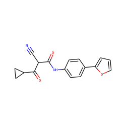 N#CC(C(=O)Nc1ccc(-c2ccco2)cc1)C(=O)C1CC1 ZINC000100785037