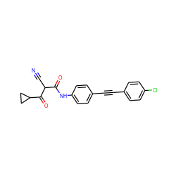 N#CC(C(=O)Nc1ccc(C#Cc2ccc(Cl)cc2)cc1)C(=O)C1CC1 ZINC000039054488