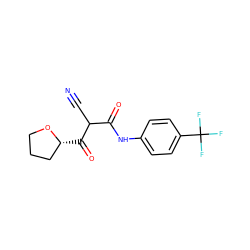 N#CC(C(=O)Nc1ccc(C(F)(F)F)cc1)C(=O)[C@@H]1CCCO1 ZINC000039133580