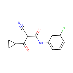 N#CC(C(=O)Nc1cccc(Cl)c1)C(=O)C1CC1 ZINC000100784973