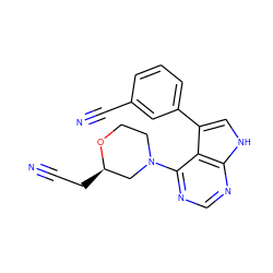 N#CC[C@@H]1CN(c2ncnc3[nH]cc(-c4cccc(C#N)c4)c23)CCO1 ZINC000224903672