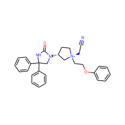 N#CC[N@+]1(CCOc2ccccc2)CC[C@@H](N2CC(c3ccccc3)(c3ccccc3)NC2=O)C1 ZINC000253856510