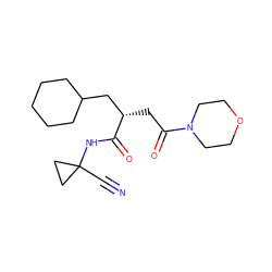 N#CC1(NC(=O)[C@@H](CC(=O)N2CCOCC2)CC2CCCCC2)CC1 ZINC000028817631