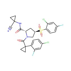 N#CC1(NC(=O)[C@@H]2C[C@@H](S(=O)(=O)c3ccc(F)cc3Cl)CN2C(=O)C2(c3ccc(Cl)cc3F)CC2)CC1 ZINC001772624172