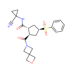 N#CC1(NC(=O)[C@@H]2C[C@@H](S(=O)(=O)c3ccccc3)C[C@H]2C(=O)N2CC3(COC3)C2)CC1 ZINC000103240539