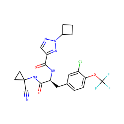 N#CC1(NC(=O)[C@H](Cc2ccc(OC(F)(F)F)c(Cl)c2)NC(=O)c2cnn(C3CCC3)n2)CC1 ZINC001772578079