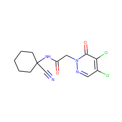 N#CC1(NC(=O)Cn2ncc(Cl)c(Cl)c2=O)CCCCC1 ZINC000005216232