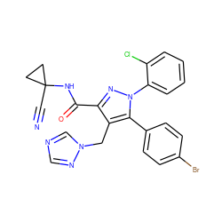 N#CC1(NC(=O)c2nn(-c3ccccc3Cl)c(-c3ccc(Br)cc3)c2Cn2cncn2)CC1 ZINC000049766411