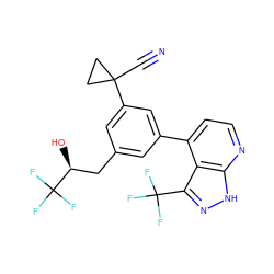 N#CC1(c2cc(C[C@H](O)C(F)(F)F)cc(-c3ccnc4[nH]nc(C(F)(F)F)c34)c2)CC1 ZINC000299839249