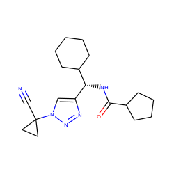 N#CC1(n2cc([C@@H](NC(=O)C3CCCC3)C3CCCCC3)nn2)CC1 ZINC000095564252