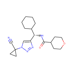 N#CC1(n2cc([C@@H](NC(=O)C3CCOCC3)C3CCCCC3)nn2)CC1 ZINC000095563088