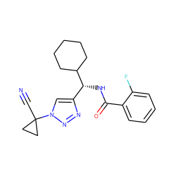 N#CC1(n2cc([C@@H](NC(=O)c3ccccc3F)C3CCCCC3)nn2)CC1 ZINC000095559438