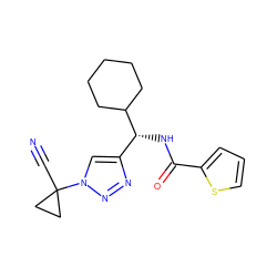 N#CC1(n2cc([C@@H](NC(=O)c3cccs3)C3CCCCC3)nn2)CC1 ZINC000095562144